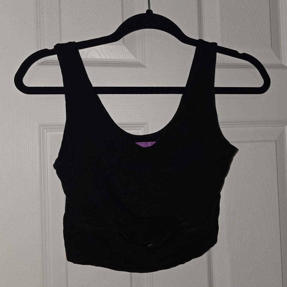 Parker Black Sleeveless Crop Top With Front Cut Out